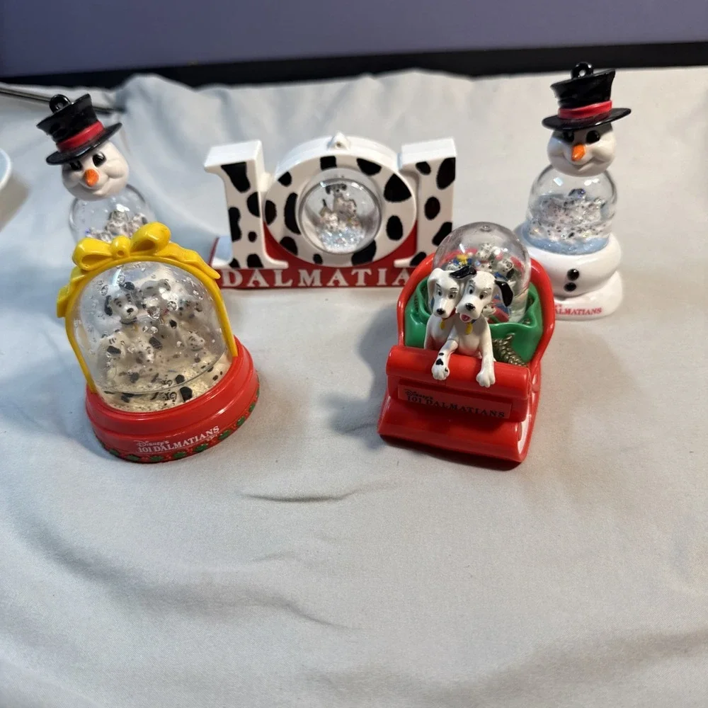Vintage Disney 101 Dalmatians McDonald's Snow Dome Globe 1996, 5 Pieces